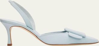 Manolo Blahnik 50mm Maysli Suede Buckle Slingback Pumps