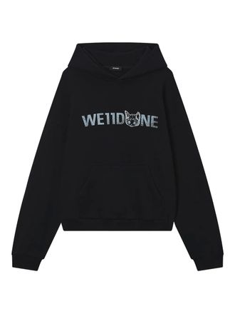 We11done logo-print hoodie - Black