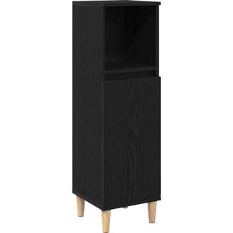 vidaXL Armario De Ba&ntilde;o Con Almacenamiento Roble Negro 30 X 30 X 100 Cm Vidaxl