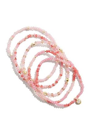 BaubleBar Neah Set of 5 Assorted Stretch Bead Bracelet in Pink at Nordstrom