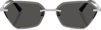 Jimmy Choo Eyewear geometric-frame glitter-detail sunglasses - women - Metal - 57 - Silver