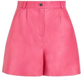 8 by YOOX LEATHER HIGH-WAIST PLEATED SHORTS