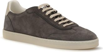 Brunello Cucinelli Mens Suede Sneakers Antracite+avorio+lavagna