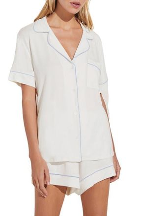 Eberjey Gisele Relaxed Short Pajamas in White/Ice Blue at Nordstrom, Size X-Small