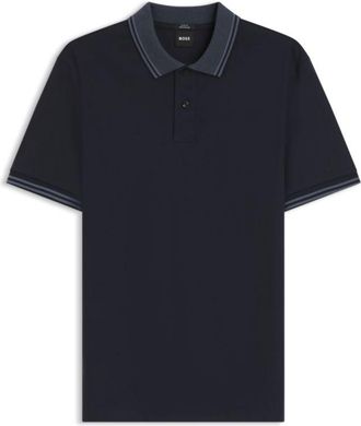 BOSS Stripe-trim slim-fit polo shirt in mercerised cotton