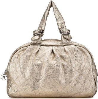 Chanel Gold Ivory Leather Boston Bag (Pre-Owned)