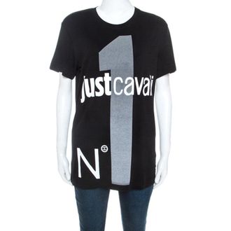 Just Cavalli Black Logo Print Jersey Oversized T-Shirt