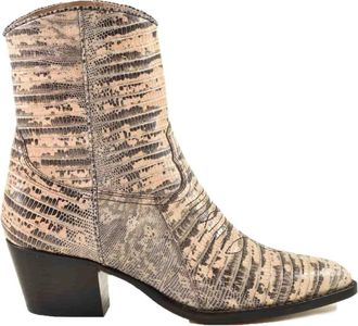 Valentino Garavani Leren Schoenen - Dames - Cowboylaarzen - Grijs - 37 EU - Leer - Schoenen