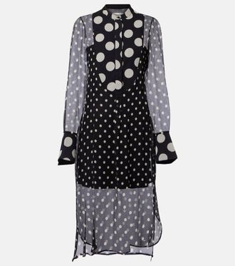 Nina Ricci Polka-dot semi-sheer silk midi dress