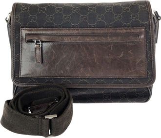 Gucci Brown Gg Canvas & Leather Messenger Bag (Authentic Pre-Loved)