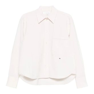 Victoria Beckham Shirts, female, Beige, Size: M Camicia Crop Shirt