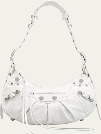 Balenciaga Cagole Studded Texture Leather Shoulder Bag