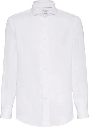 Brunello Cucinelli Wit overhemd - Heren - Zakelijke Overhemden - Wit - S - Katoen - Overhemden