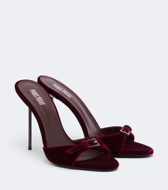 PARIS TEXAS Mules Lidia Buckle de terciopelo adornados