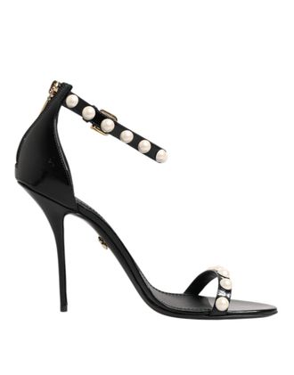 Dolce & Gabbana Black KEIRA Pearl Embellished Sandals Womens Shoes