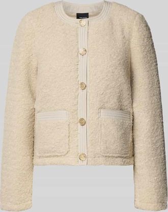 Vero Moda Regular Fit Teddy-Jacke mit Stepp-Besatz Modell ESPRESSO in Ecru, Größe XL