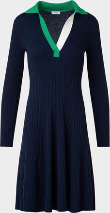 Akris Colorblock Polo Knit A-Line Dress