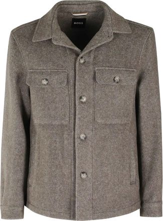 BOSS Shirtjack met knoopsluiting - Bruin