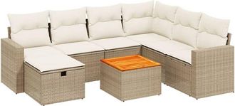 vidaXL Juego De Sof&aacute;s De Jard&iacute;n Con Cojines Beige 8 Pzas Rat&aacute;n Pe Vidaxl