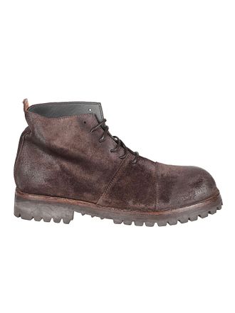 Moma Rugged Low Boots with Distressed Calf Leather Upper