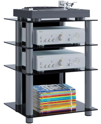 ebuy24 Ebuy24 - Muebles De Alta Fidelidad Vcm Estante Phono De Gabinete De Estanter&iacute;a Columnas Alu Suelos De Vidrio Esg Dimensiones: Al. 70 X An. 59 X T. 48 