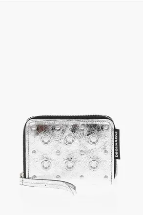 Dsquared2 Metallic Leather Wallet with Craquel&eacute; Effect size One Size