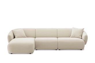 Castlery Auburn Chaise Sectional Sofa Left Facing Customized, (Washed Chenille) Cream, Machine Washable, Modular for Sofas, Castlery Brand