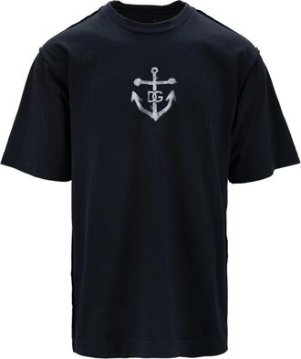 Dolce & Gabbana Heren Grafische Print Katoenen T-shirt - Heren - T-shirts - Zwart - M - Katoen - Tops