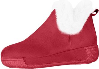 Generic Womens Winter Snow Boots - Ankle Booties, Fleece Lined Faux Suede, Waterproof Casual Hiking Shoes(Red,9.5)