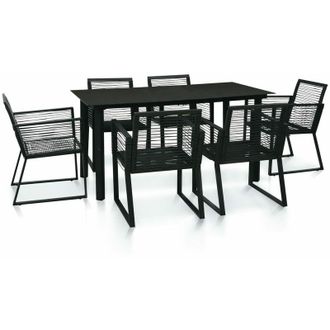 vidaXL Juego De Comedor De Jard&iacute;n 7 Piezas Rat&aacute;n Pvc Negro Vidaxl