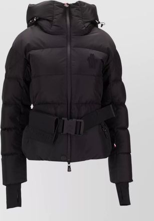 Moncler grenoble hooded jacket belted waist quilting