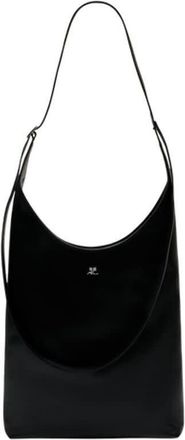 Courr&egrave;ges Calfskin Shoulder Bag Black