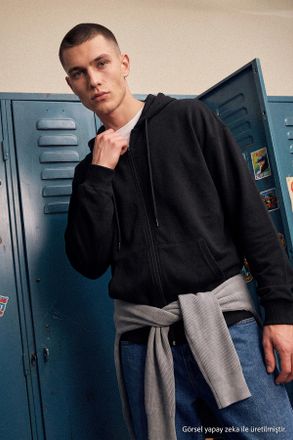 Trendyol MAN Heren Zwart Effen Lang Oversized Sweatshirts