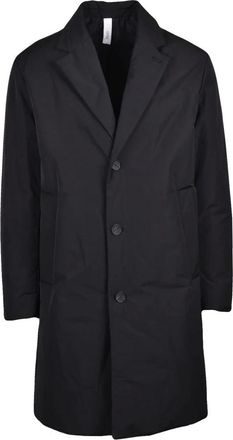 Hev&ograve; Jassen, Heren, Zwart, M, Katoen, Cassano Single-Breasted Coat