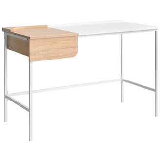 Beliani Escritorio Con Caj&oacute;n Minimalista Oficina En Casa Tablero Aglomerado Patas De Hierro 120 X 60 Cm Blanco Ocate
