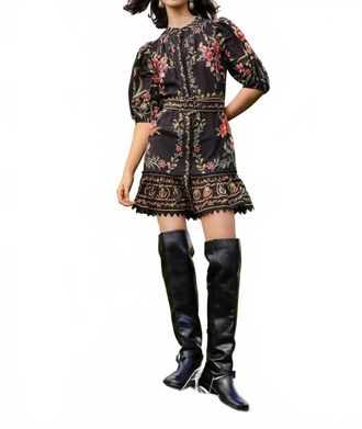 Farm Rio Belle Garden Mini Dress In Black