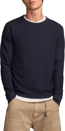 Lucky Brand Duofold Textured Long Sleeve Cotton T-Shirt in Navy at Nordstrom, Size Xx-Large