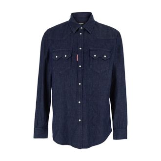 Dsquared2 Denim Overhemd - Heren - Spijkeroverhemden - Blauw - XL - Denim - Overhemden