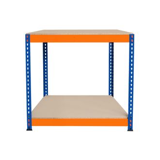 MonsterShop Monster Racking - Banco De Trabajo P/garaje S-rax 2 Niveles 90cm X 60cm X 90cm Capacidad Por Nivel 300kg Montaje Sin Tornillos 1 Barra De Soporte Refo