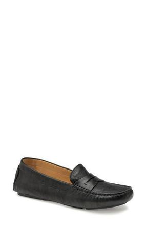 Johnston & Murphy Maggie Penny Loafer in Black Washed Sheepskin at Nordstrom Rack, Size 7.5