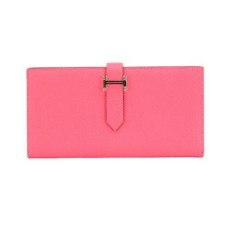 Herm&egrave;s Bearn Rose Azalee Epsom Leather Long Wallet (Bi-Fold) (Pre-Owned)