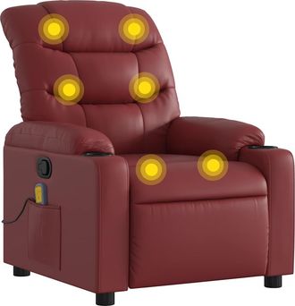 vidaXL Vidaxl - Sill&oacute;n De Masaje Reclinable Cuero Sint&eacute;tico Rojo Tinto