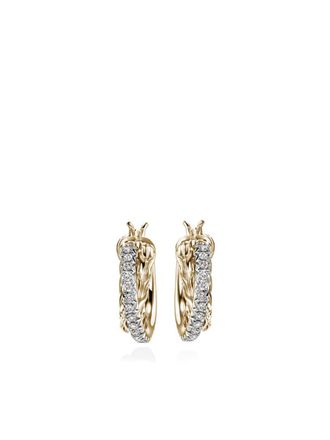 John Hardy 14kt yellow gold JH Essential Crossover diamond hoop earrings