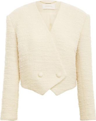 Zimmermann Luminosity Cropped Blazer - Dames - Blazers - Beige - M - Wol - Jassen