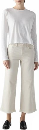 Amo Marjorie Mid Rise Wide Leg Denim Pants In White Oak