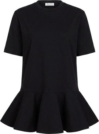 Alaia Peplum T-shirt - Dames - T-shirts - Zwart - XS - Katoen - Tops