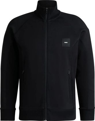 BOSS appliqu&eacute; zip-up sweatshirt - Black