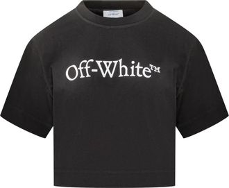 Off-white Logo Katoenen T-Shirt - Dames - T-shirts - Zwart - L - Katoen - Tops