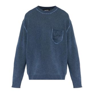 Dsquared2 Round-neck Knitwear, male, Blue, Size: 3XL Pocket Sweater
