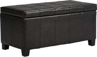Simpli Home Dover 36In Contemporary Rectangle Storage Ottoman Bench